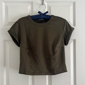 Anthropologie Green Silk Top